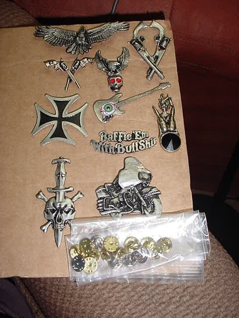 Lot #2 of 10 NEW OLD STOCK Biker Pewter Pins  with clutch backs
