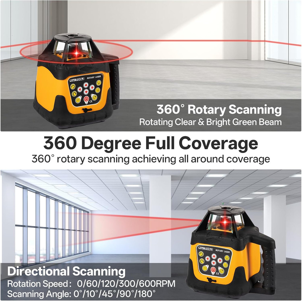 Self-Leveling Rotary Laser Level Kit with Tripod & 2000' Range