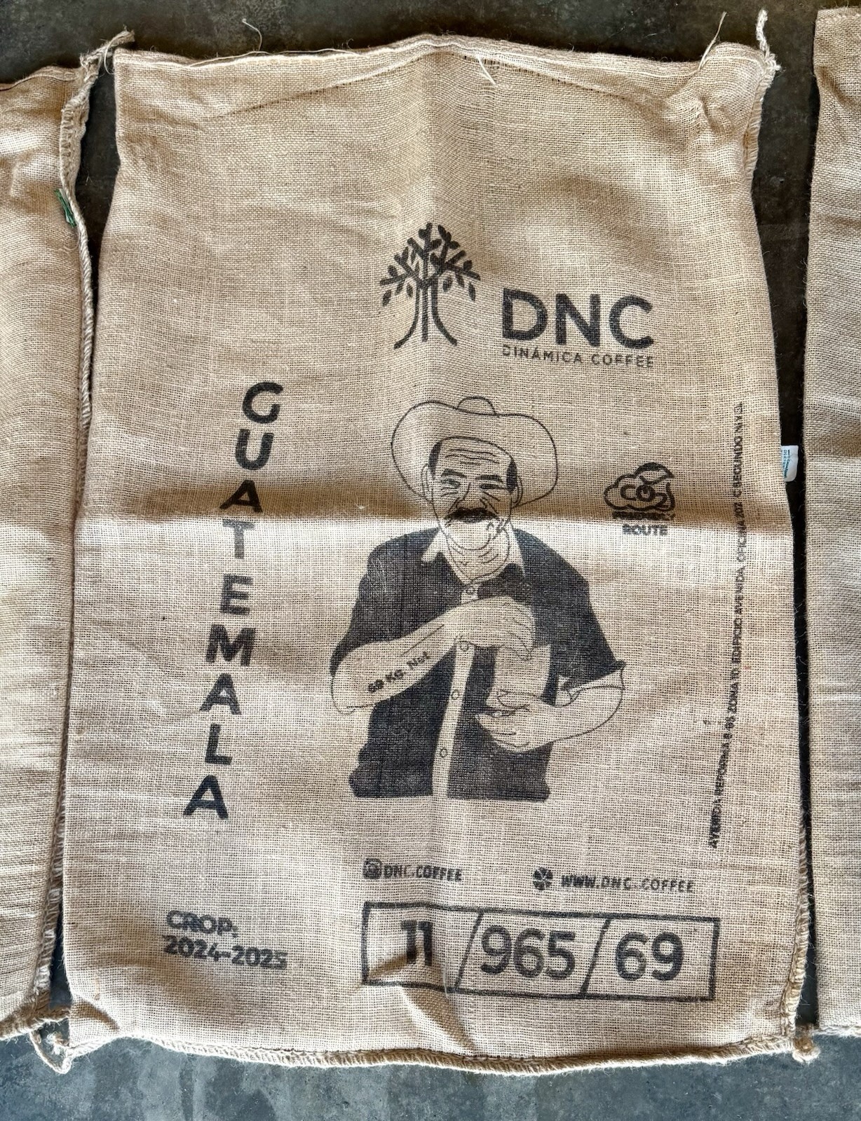 Assorted Burlap Jute Coffee Bean Bags Sacks-Lot Of (3) *See Pics/Description