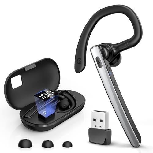 Bluetooth Headset V5.3, Wireless Bluetooth Earpiece with 600mAh Charging Case,