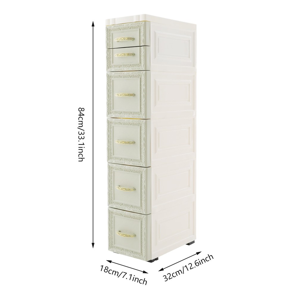 5-layer three-dimensional embossed pattern storage cabinet 18x32x84- green, PP.