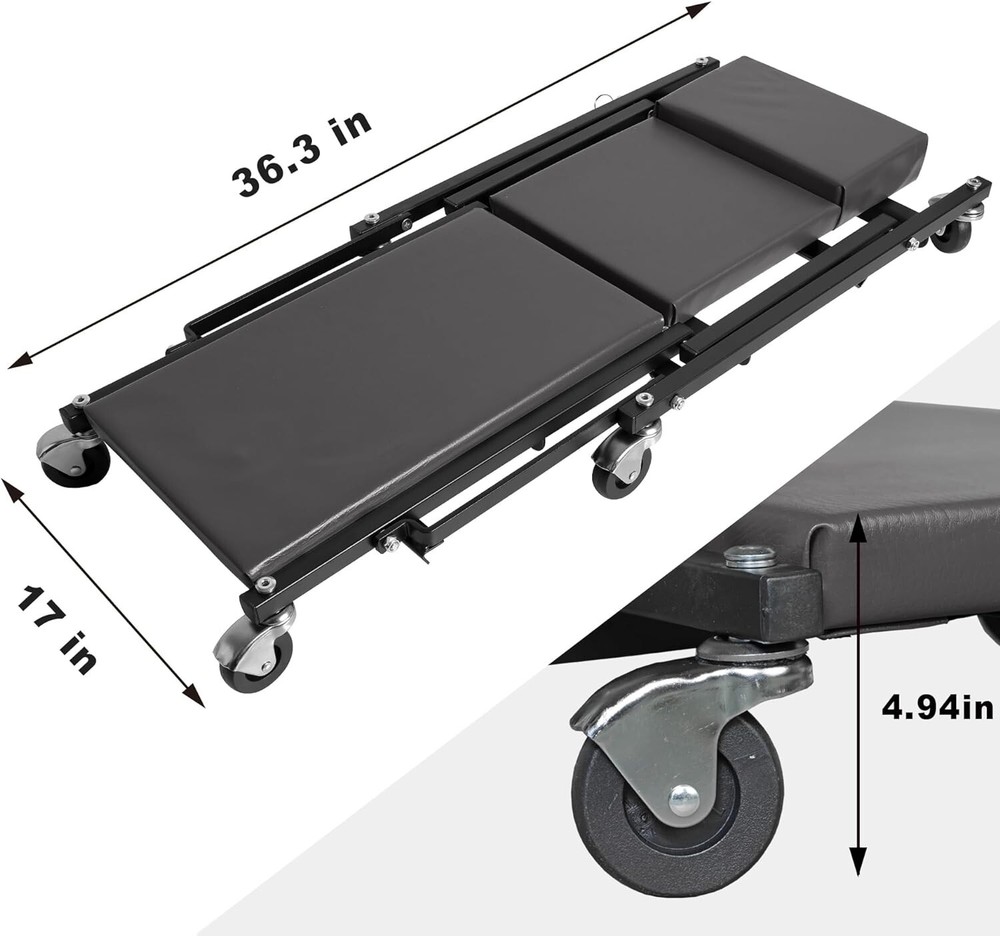 36" Foldable Automotive Creeper and Stool Combo for Comfortable Auto Repairs