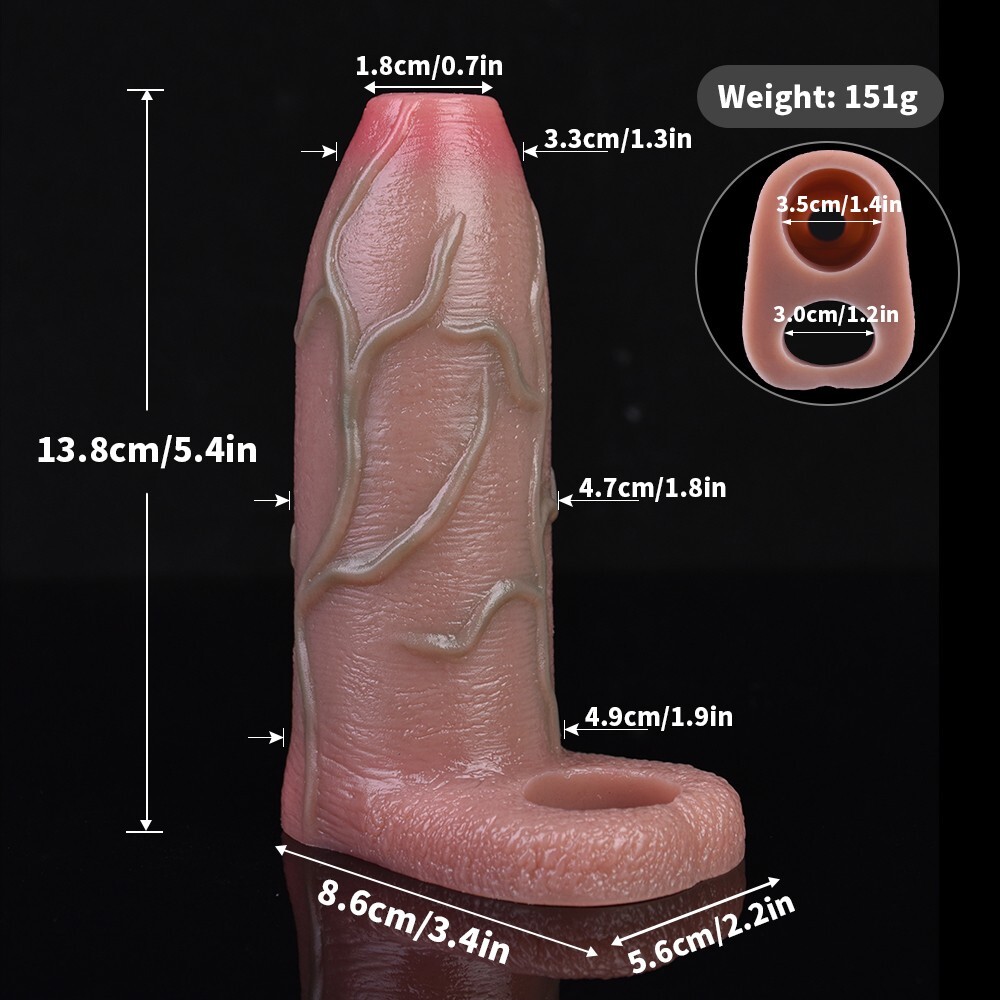 Penis Sheath Male Bigger Sleeve Girth Reusable Condom Extender Enlarger Enhancer