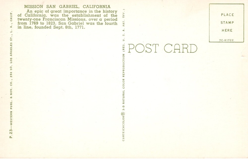MISSION SAN GABRIEL, CA - PC6901