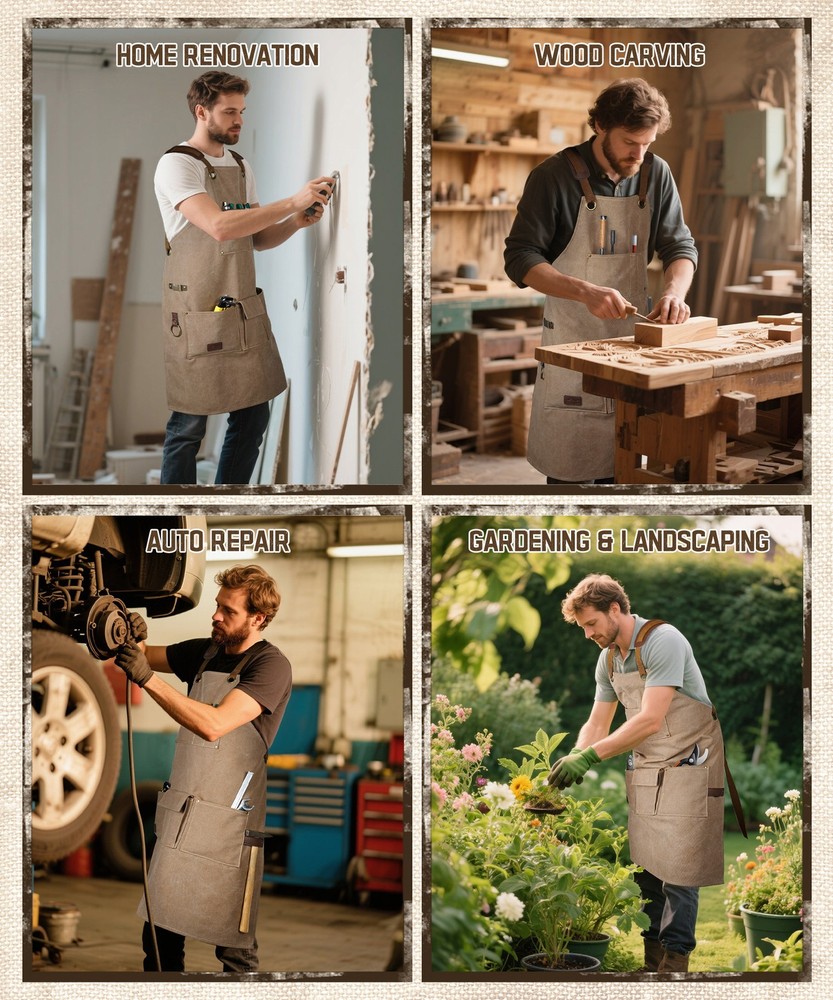 Durable Work Tool Apron Crossback Apron For Woodworker Construction Electrician
