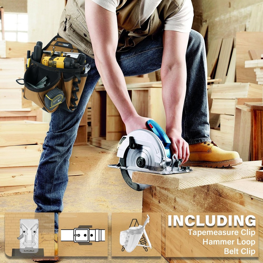 Electrician Tool Pouch with Kickstand, Hammer Loop - Contractor Grade