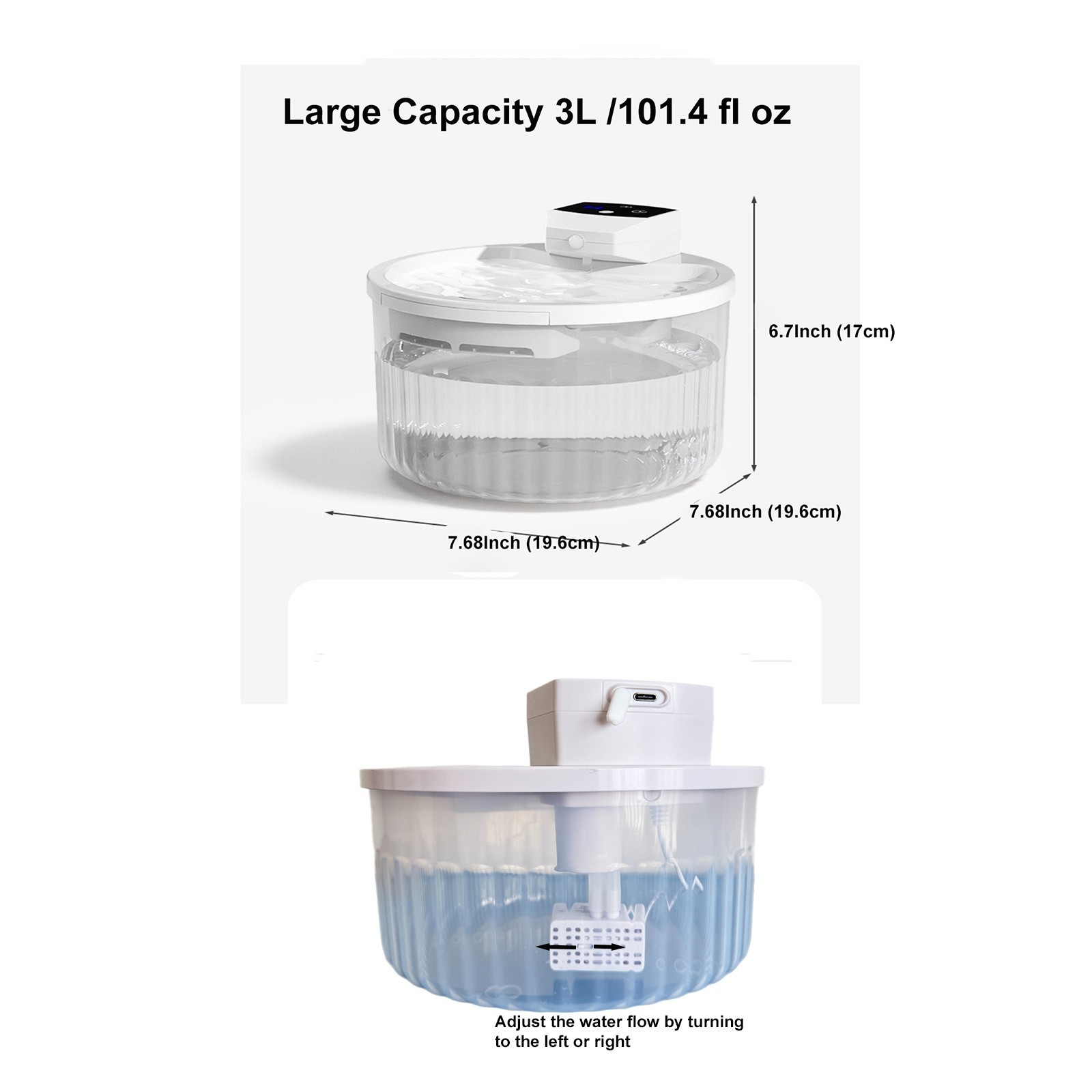 Wireless Cat Water Fountain Cordless Battery Operated Motion Senor Fountain 3.1L