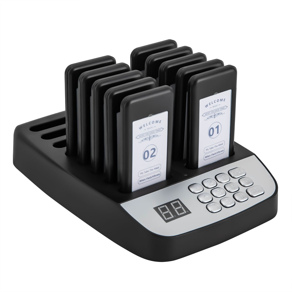Restaurant Wireless Guest Paging System 10Beepers Queuing Calling Pagers w/Light