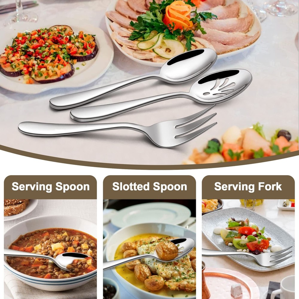 Silverware Set with Serving Fork Spoons Silverware Set with Serving Fork Spoons