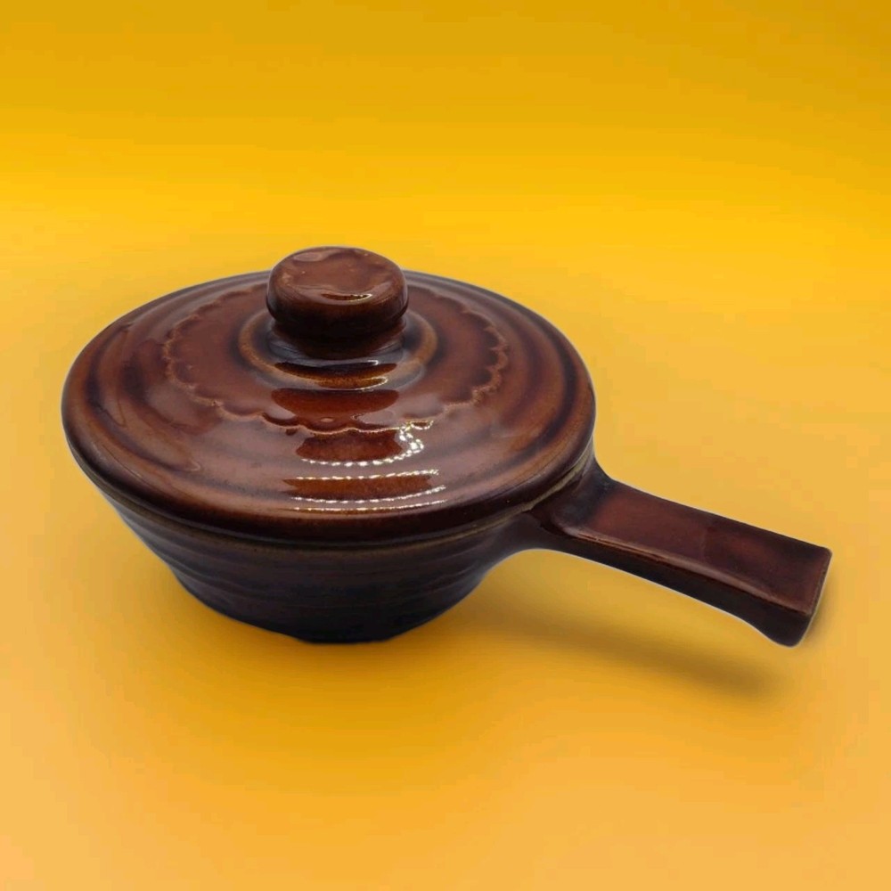Single Serve Brown Glazed Pottery Bean Pot