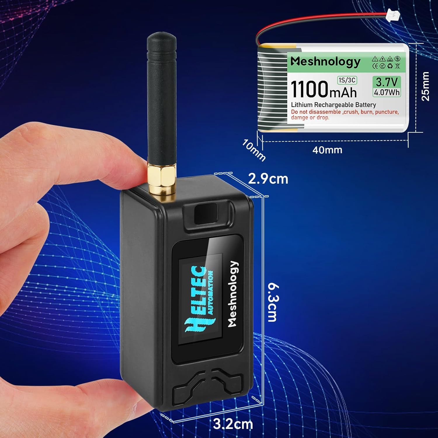 2Sets HelTec Meshtastic LoRa ESP32 V3 SX1262 Board+915MHz Antenna + Battery+Case