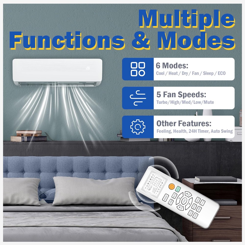 Ⓜ️12000 BTU Mini Split AC/Heating 19 SEER2 Inverter Split System Air Condition