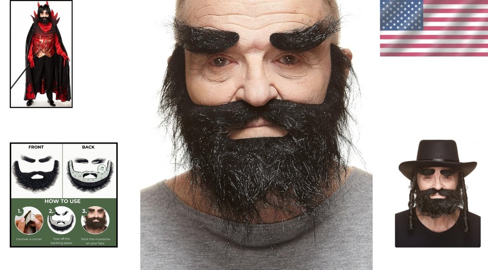 Novelty Traper Fake Mustache Eyebrows Set