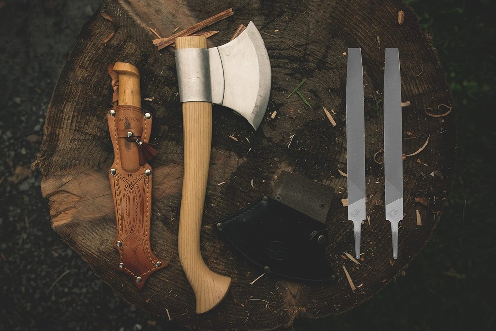 Axe File Sharpener Set 2pcs 8inch Flat Metal Axe File Rectangular Cut Mill Smoot