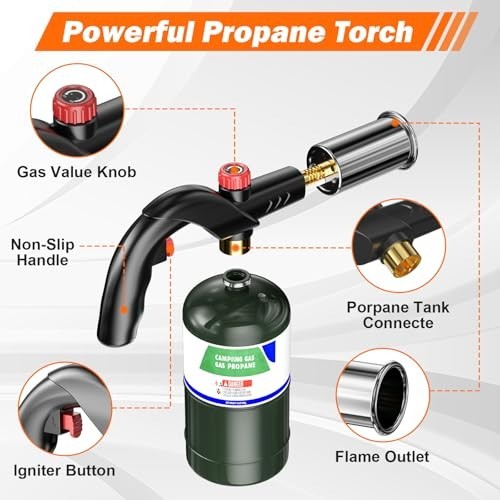 Adjustable Propane Torch with Flame Control for BBQ, Steak, Campfire & Charcoal