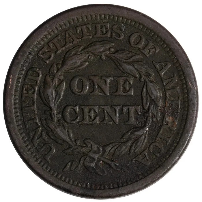 1849 Large Cent - Almost Uncirculated Details - Environmental Damage