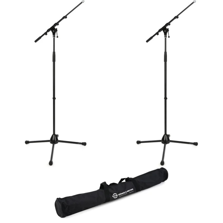 K&M 210/9 Telescoping Boom Microphone Stand Pair with Carrying Bag