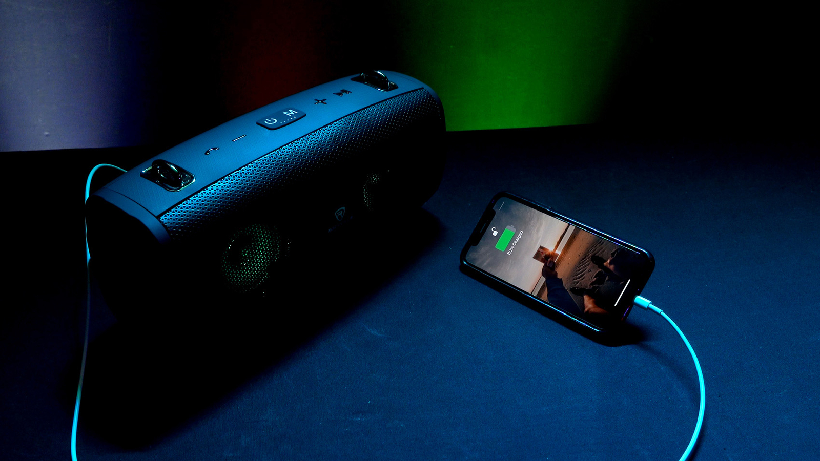 Rockville RPB-KAR Portable Bluetooth Speaker + Karaoke Microphone + Party LED's