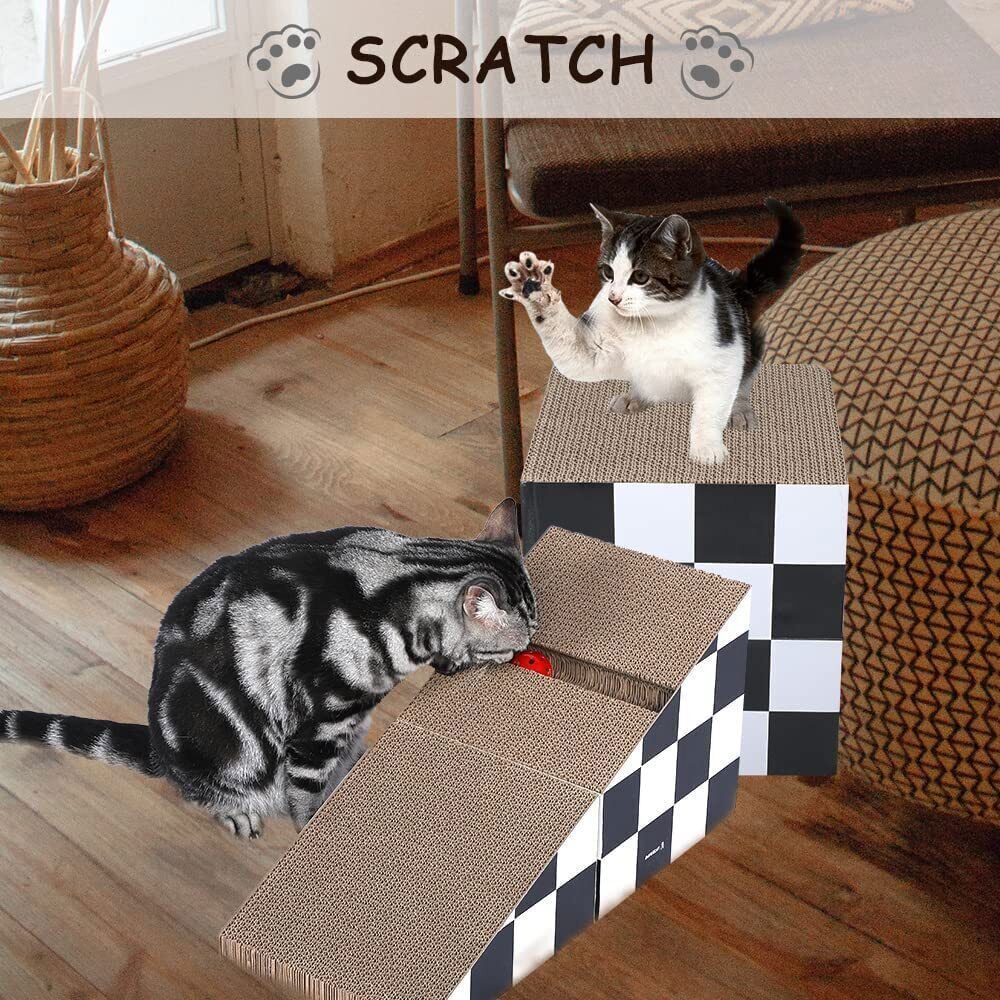 Cat Scratcher & Lounge Mat with Ball - Triangular, Dual-Use Design