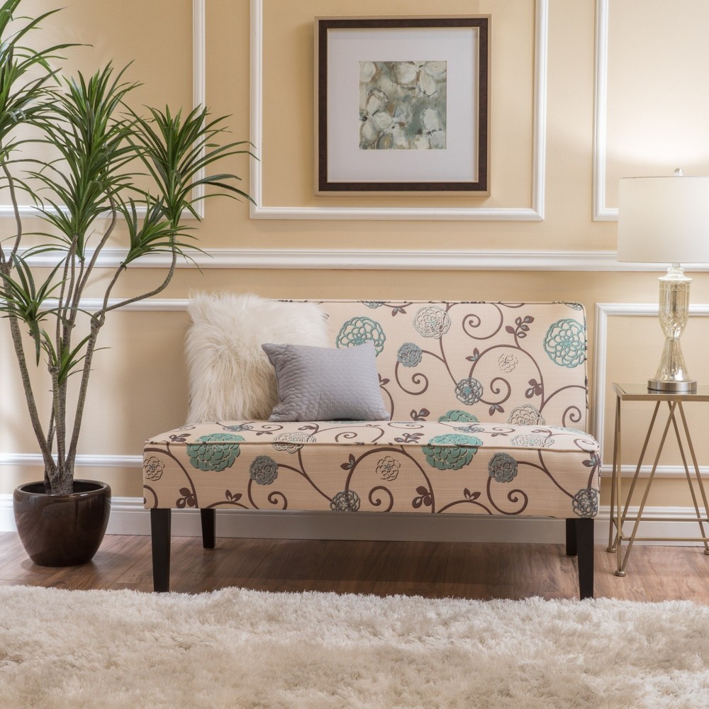 Modern Loveseat Sofa for Small Space Upholstered Couch with Solid Wood Legs