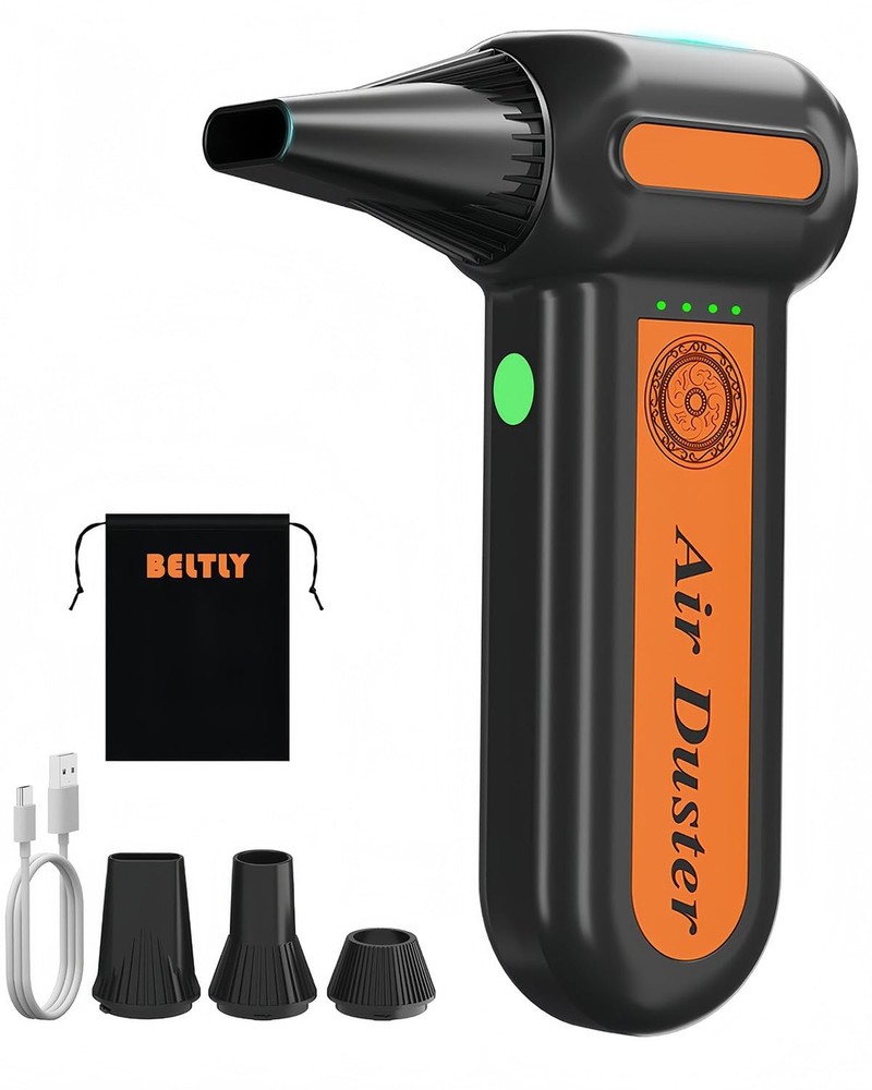 Super Powerful Compressed Air Duster, Rechargeable Duster Blower with LED Lig...