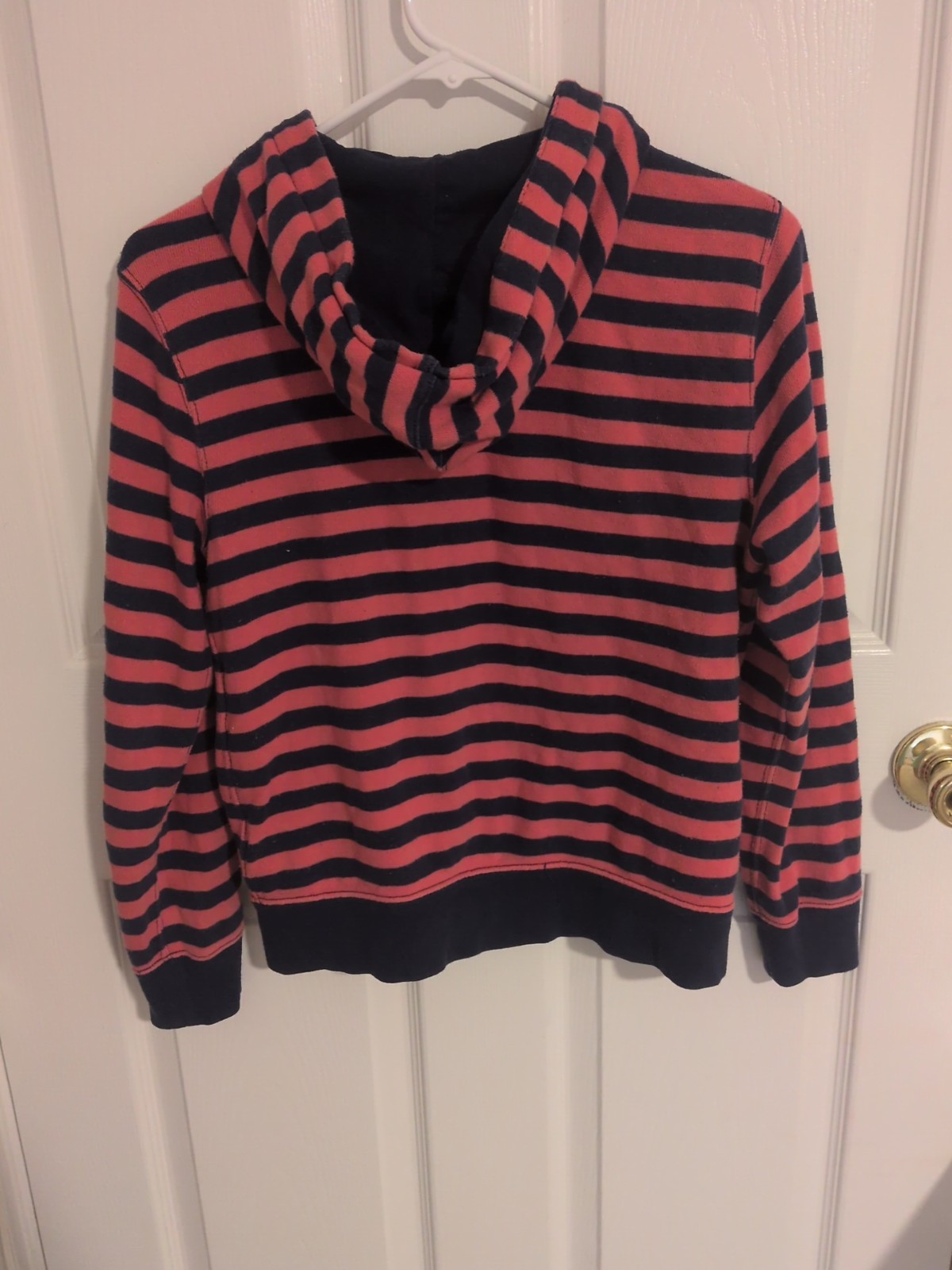 Polo Ralph Lauren Boys Hoodie Size M 10-12 Red Navy Striped Full Zip Pony Logo