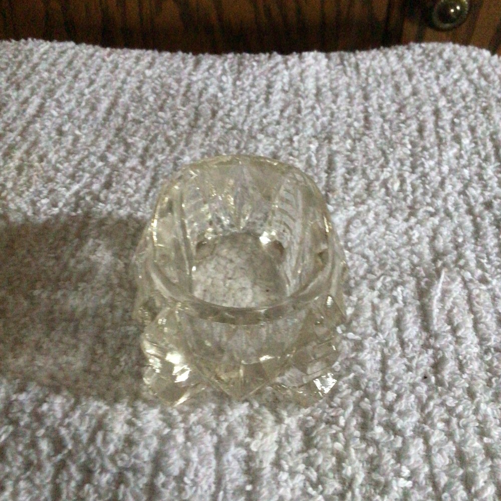 Antique EAPG Master Salt Cellar Dip Clear Glass Rectangle Deep Diamonds