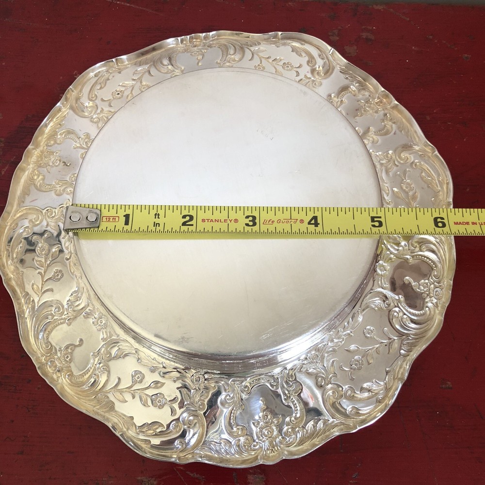 Wallace Grand Victorian Silverplate 1664 Wine Bottle Coaster Holder 8” Round