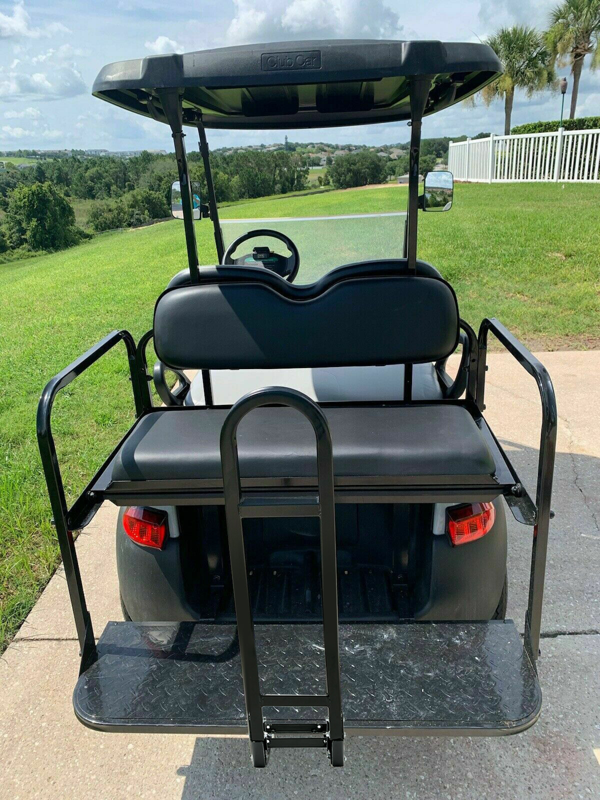 For Club Car Precedent Golf Cart Flip Folding Rear Back Seat Kit - Black Seats