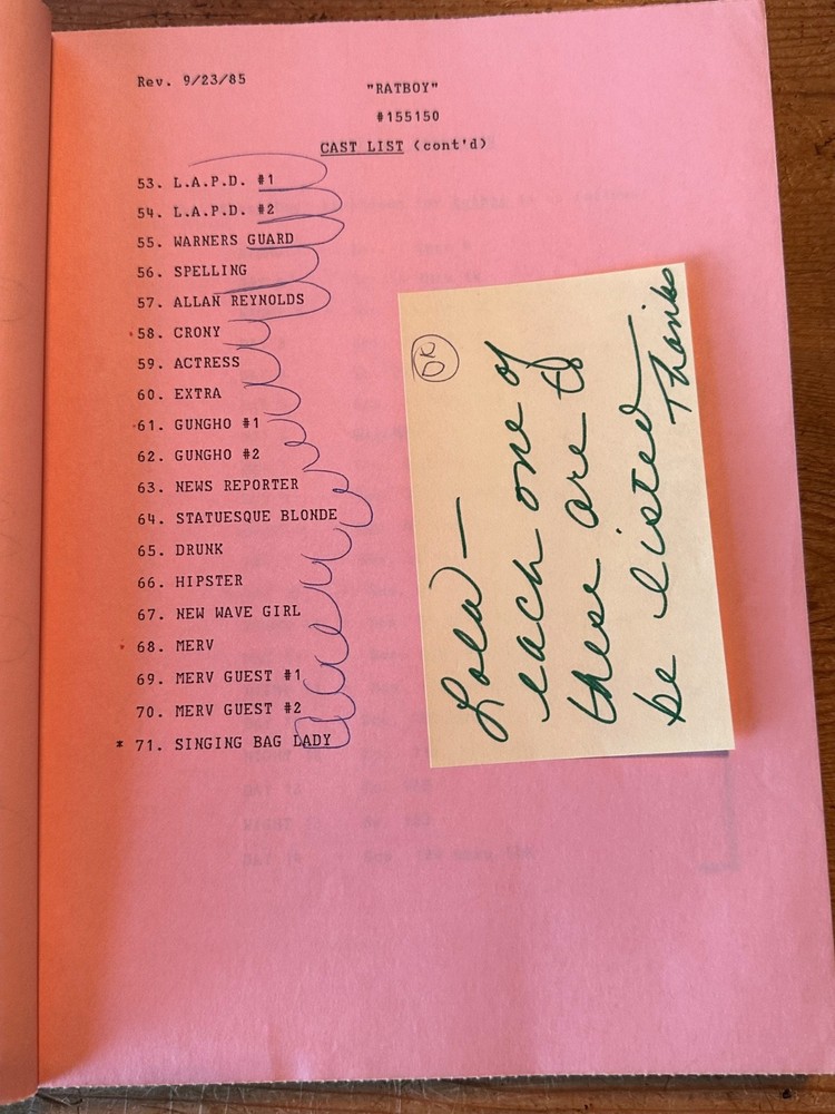 RATBOY MOVIE ORIGINAL SCREENPLAY SCRIPT