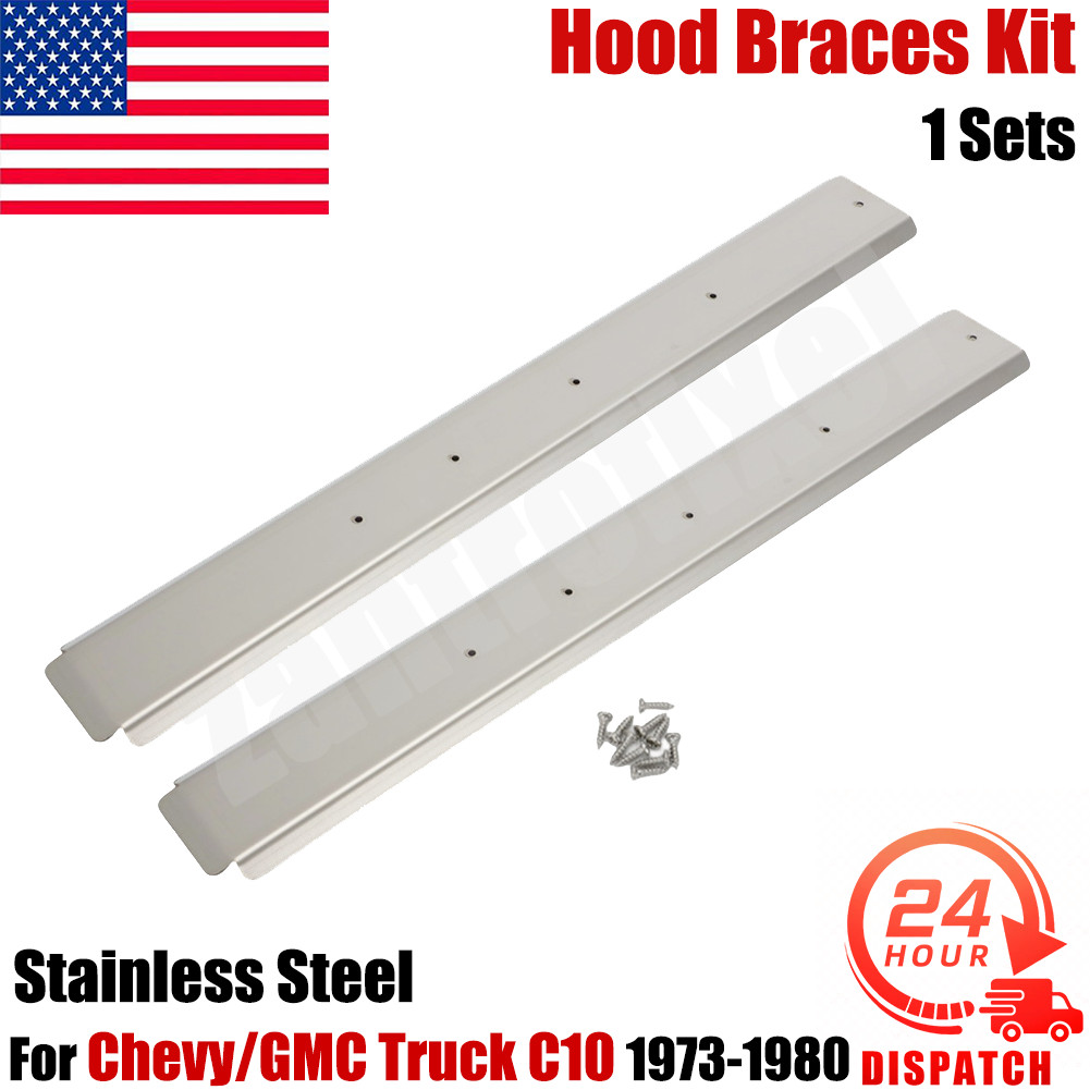 For 1973-1980 Chevy/GMC Truck C10 Hood Braces Engine Hood Support Kit w/ Screws