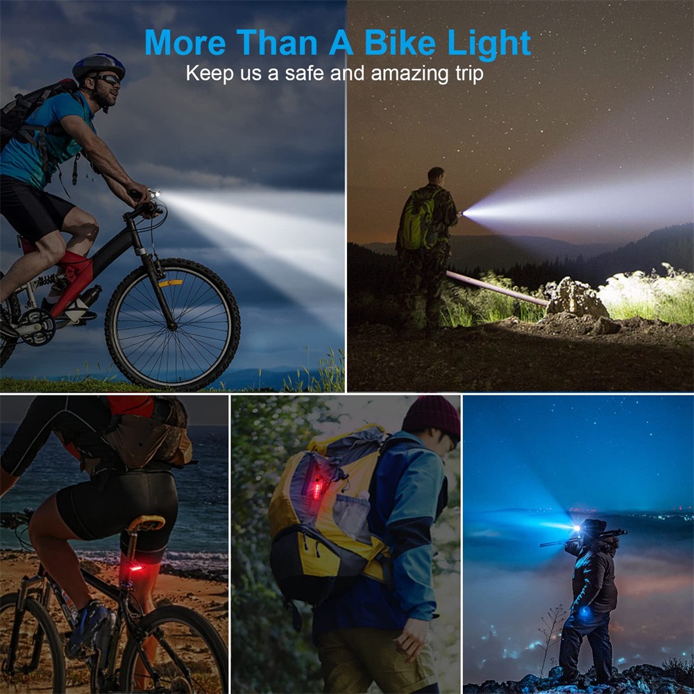 20000LM Rechargeable LED Mountain Bike Lights Bicycle Torch Front &Rear Lamp Set