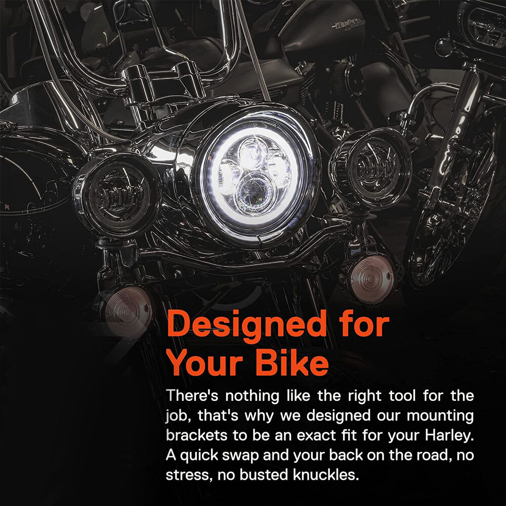 7" inch LED Headlight Hi Lo + Bracket Mounting Ring For Harley Street Glide FLHX