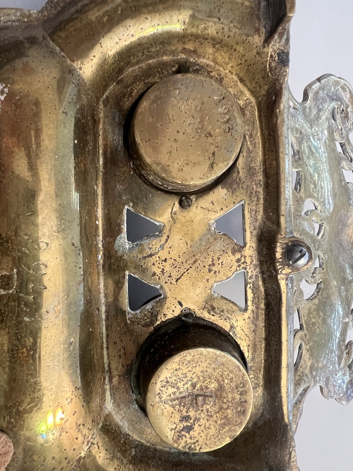 Vintage Gilded Cast Brass Art Nouveau Elephants Ornate Double Inkwell