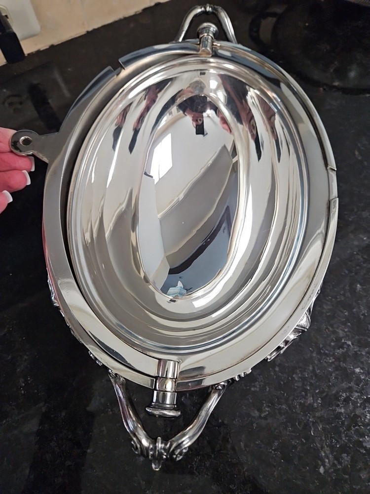 Martin, Hall & Co.-Sheffield Silverplate Roll Top Buffet Server Dome Dish 11.5”