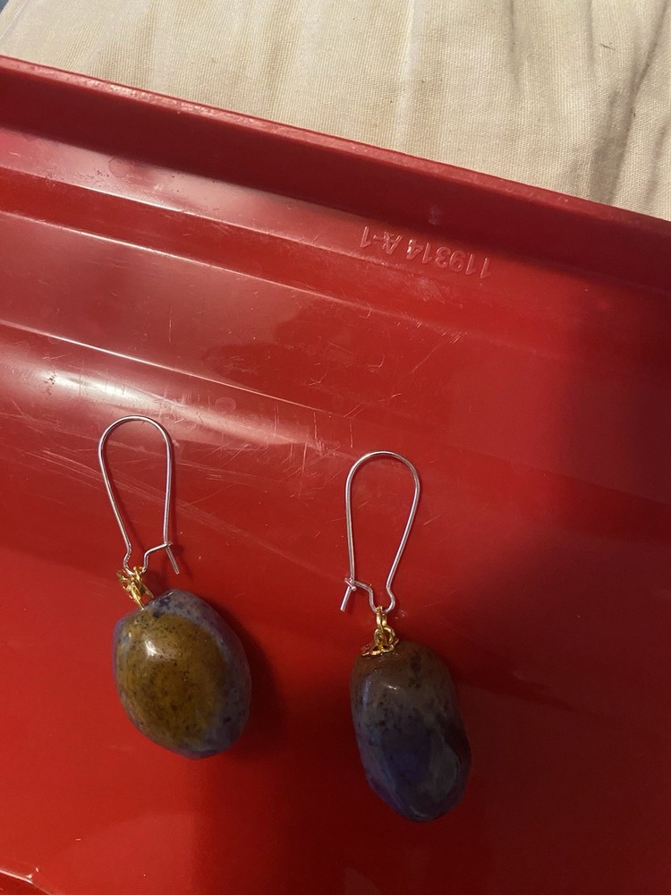 Stunning Artisan Made Lapis Stone Dangle Earrings