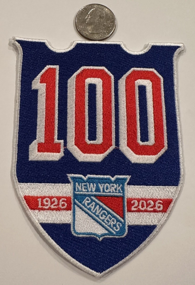 NEW YORK RANGERS 100 YEAR ANNIVERSARY EMBROIDERED IRON ON PATCH  5”x 3.5” WOW!!