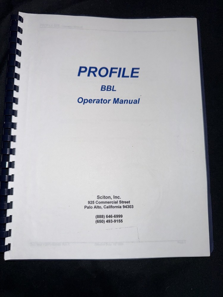 Sciton Profile BBL Operator Manual