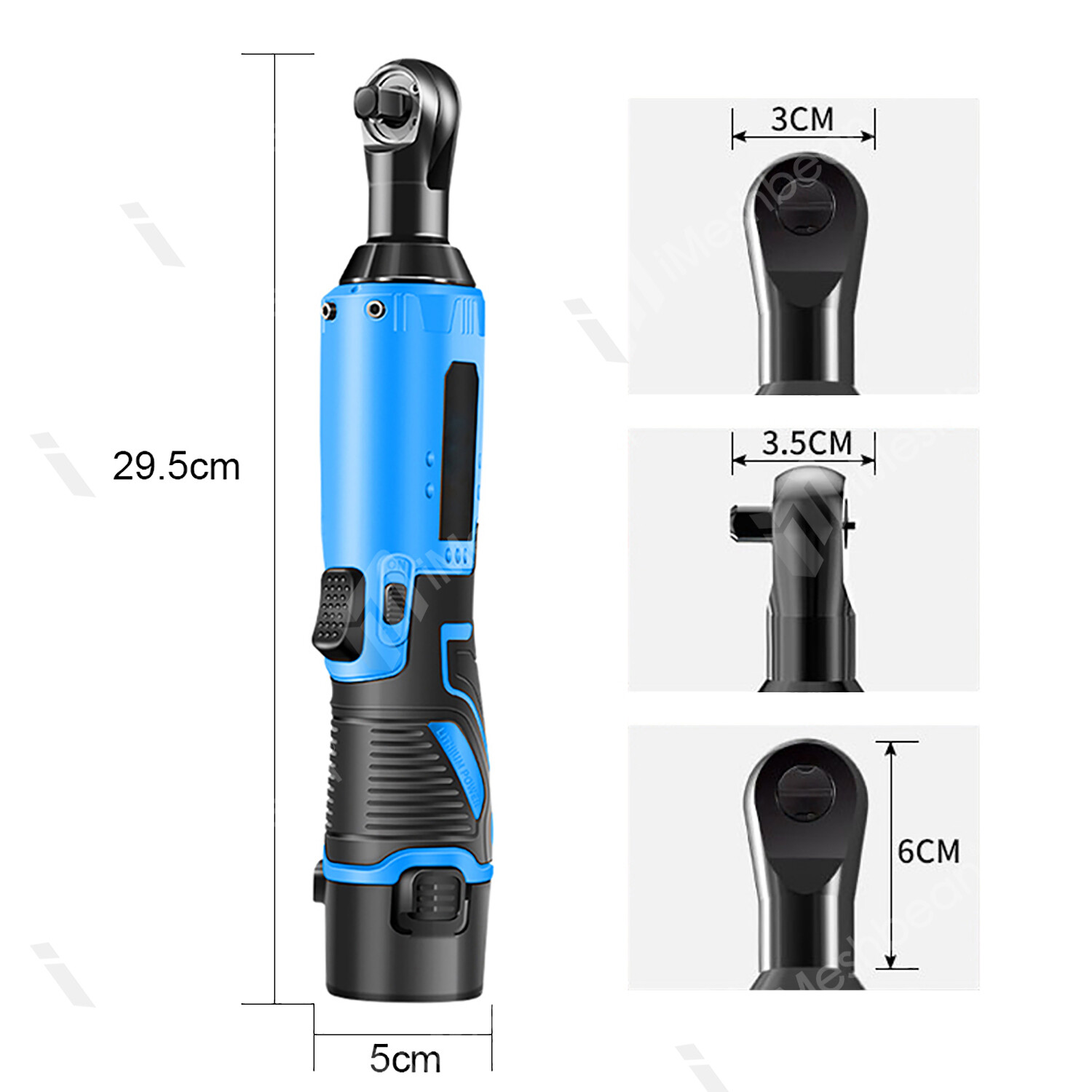 3/8" Cordless Electric Ratchet Right Angle Wrench Impact Power Tool +2 Batteries