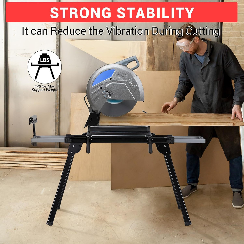 Miter Saw Stand with Quick Release Tool Mounting System, Universal Miter Saw Tab