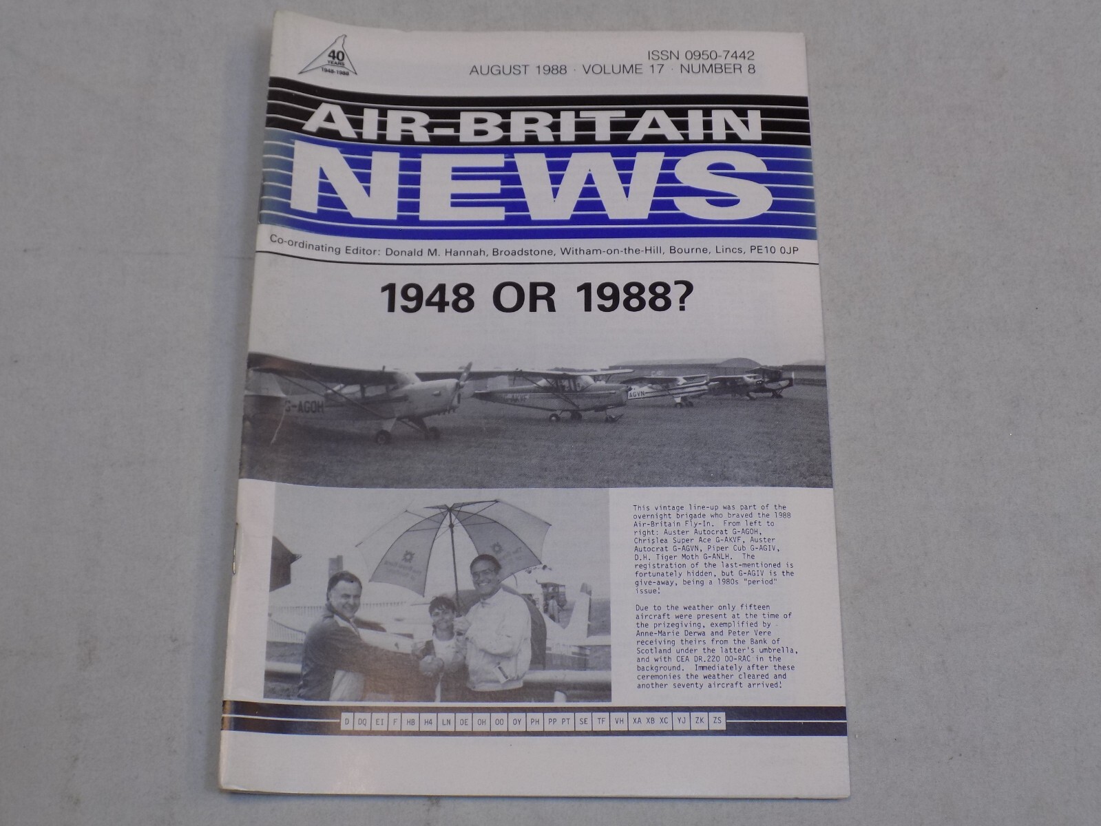 Air-Britain News Magazine Aug 1988 Airplanes History Auster Autocrat CEA DR.220