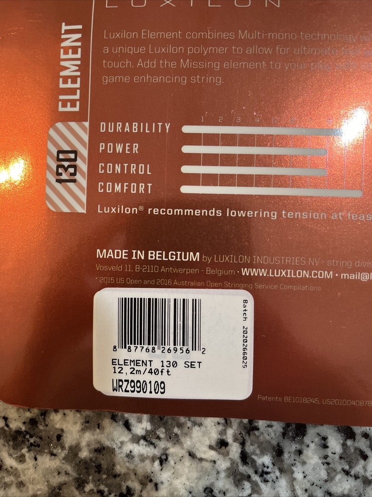 Luxilon Element 130 Tennis Racket String - 16 1.30mm - 12.2m Set