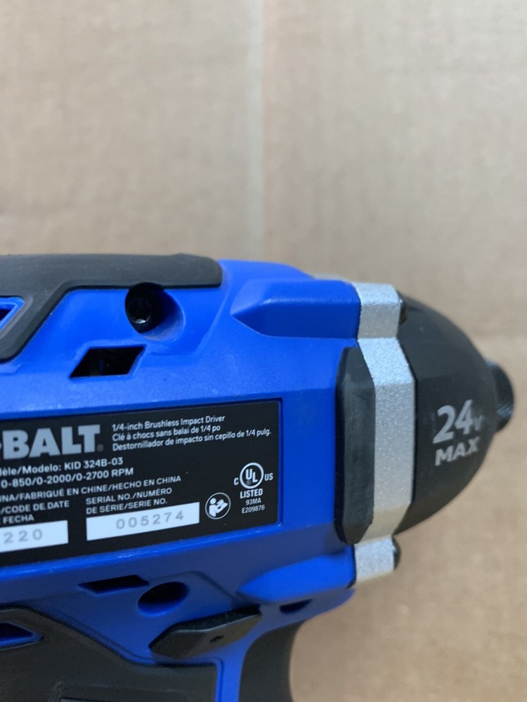Kobalt 24-volt Max Variable Speed Brushless Cordless Impact Driver TOOL ONLY