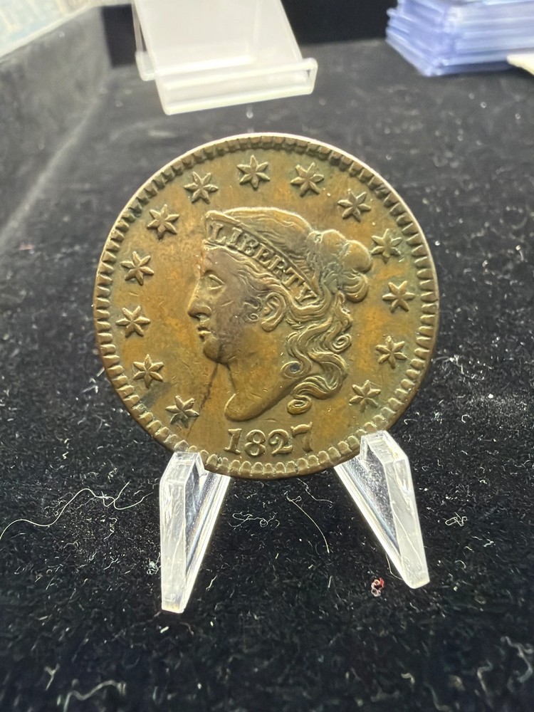 XF 1827 Large Cent - Rare US Copper EAC 1c Coin