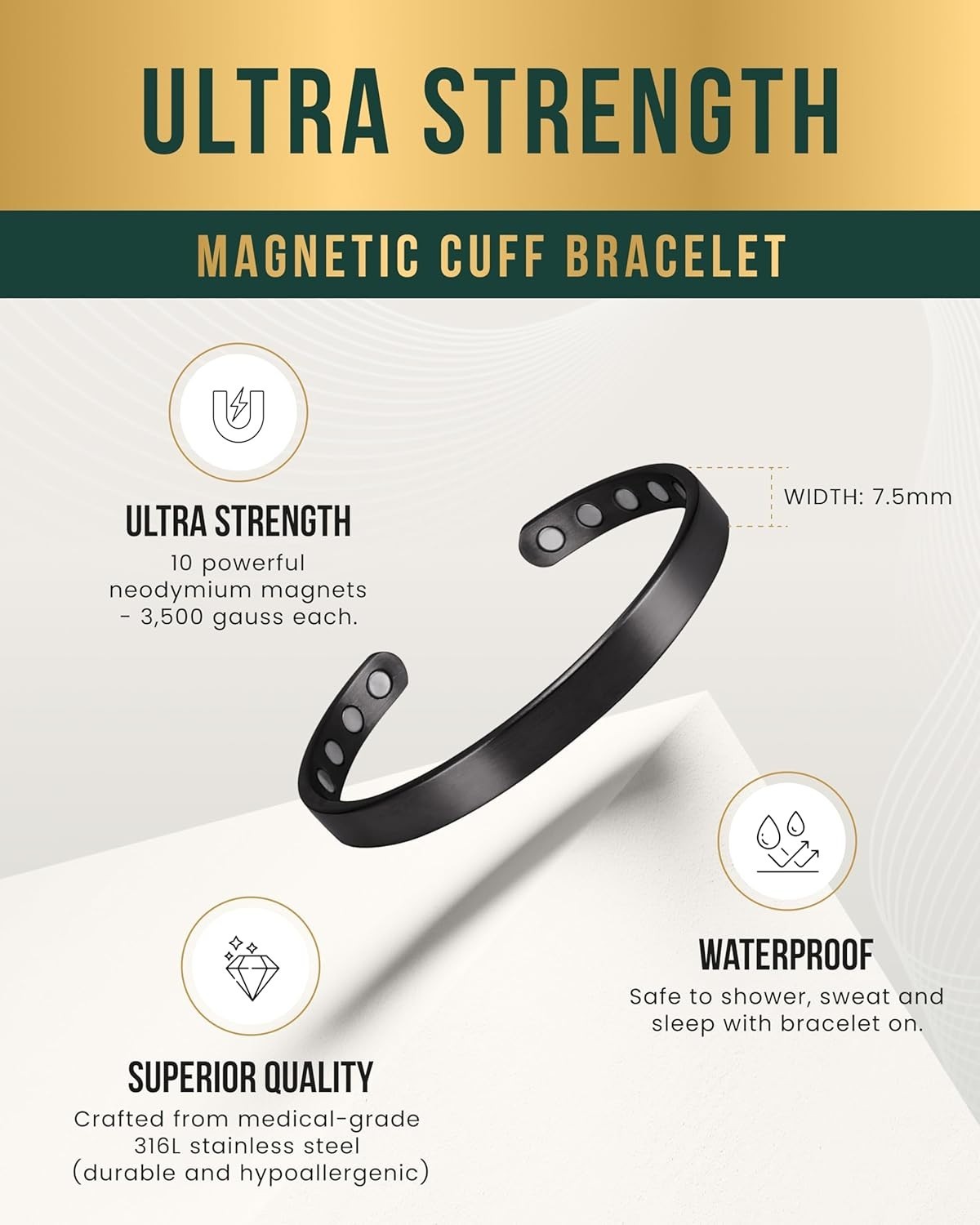 Magnetrx® Copper Magnetic Bracelet Arthritis Pain Therapy Energy Cuff Bangle Uni