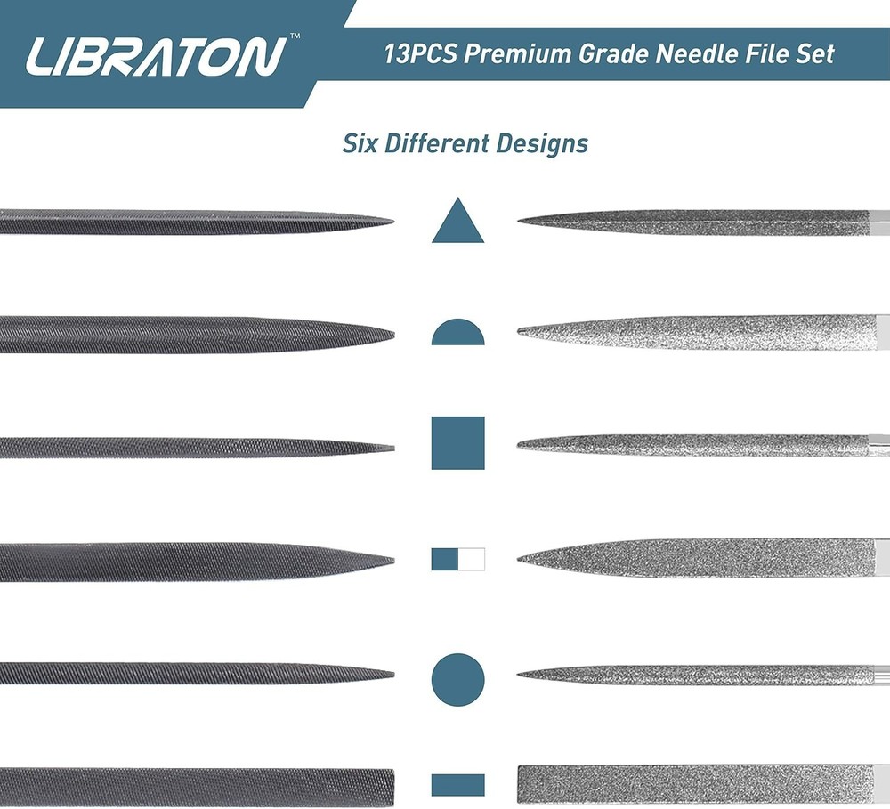 13-Piece Needle File Set with Ergonomic Handles for Precision Crafting