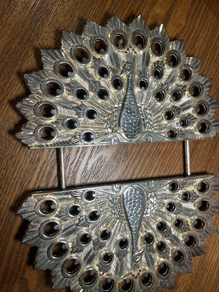 Art Deco Silverplated Zinc PEACOCK TRIVET Godinger, Expandable with Original Box