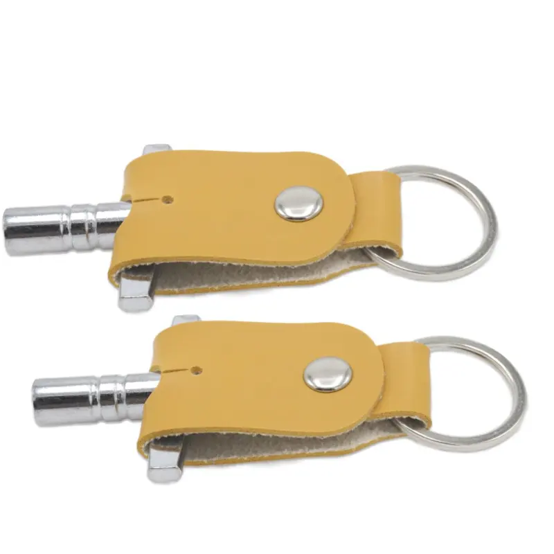 Leather Keychain with Removable Drum Key Snare Tom Tuning