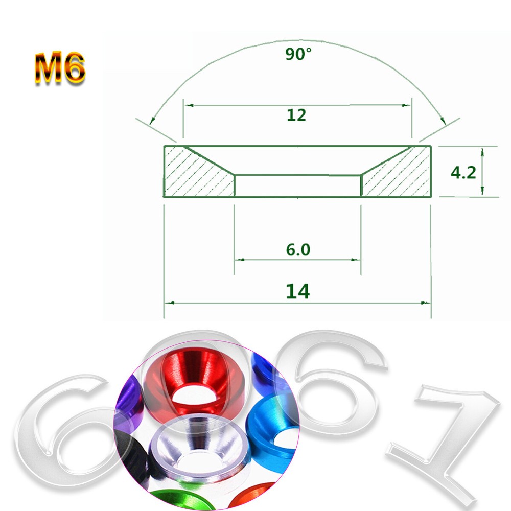 M4 M5 M6 M8 Countersunk Washers Alu Anodizing Solid Gasket Washer For Bolt Screw