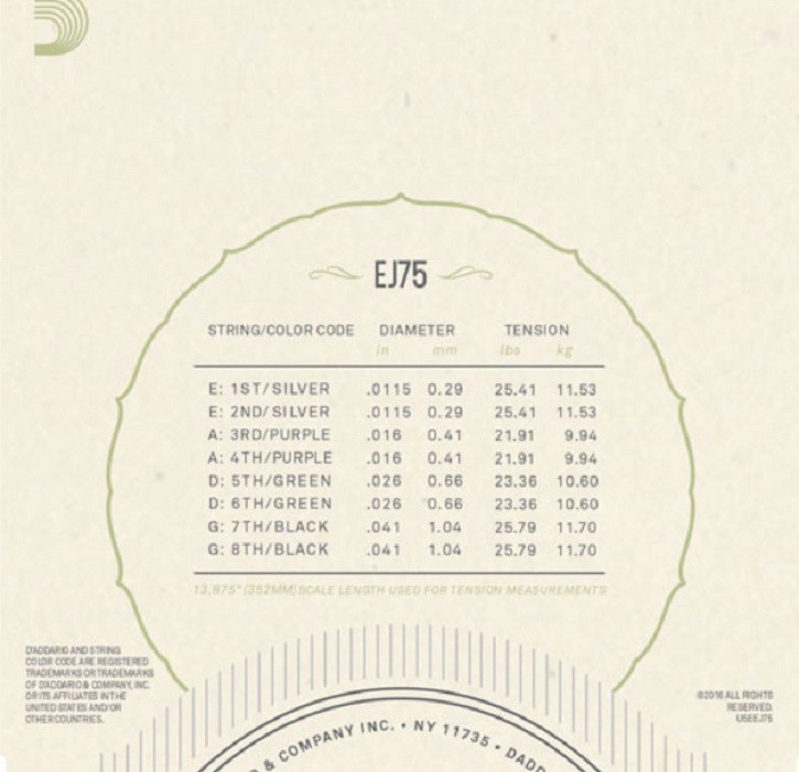 D'Addario EJ75 Mandolin Strings Phosphor Bronze Medium Heavy 11.5